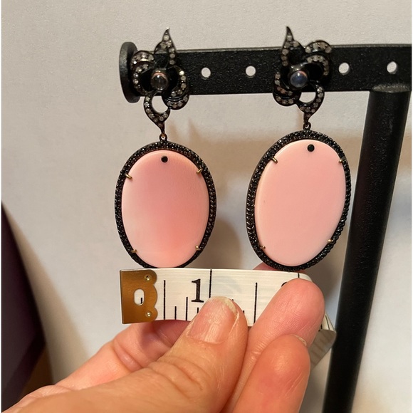 Pink Conch shell vintage diamond earrings